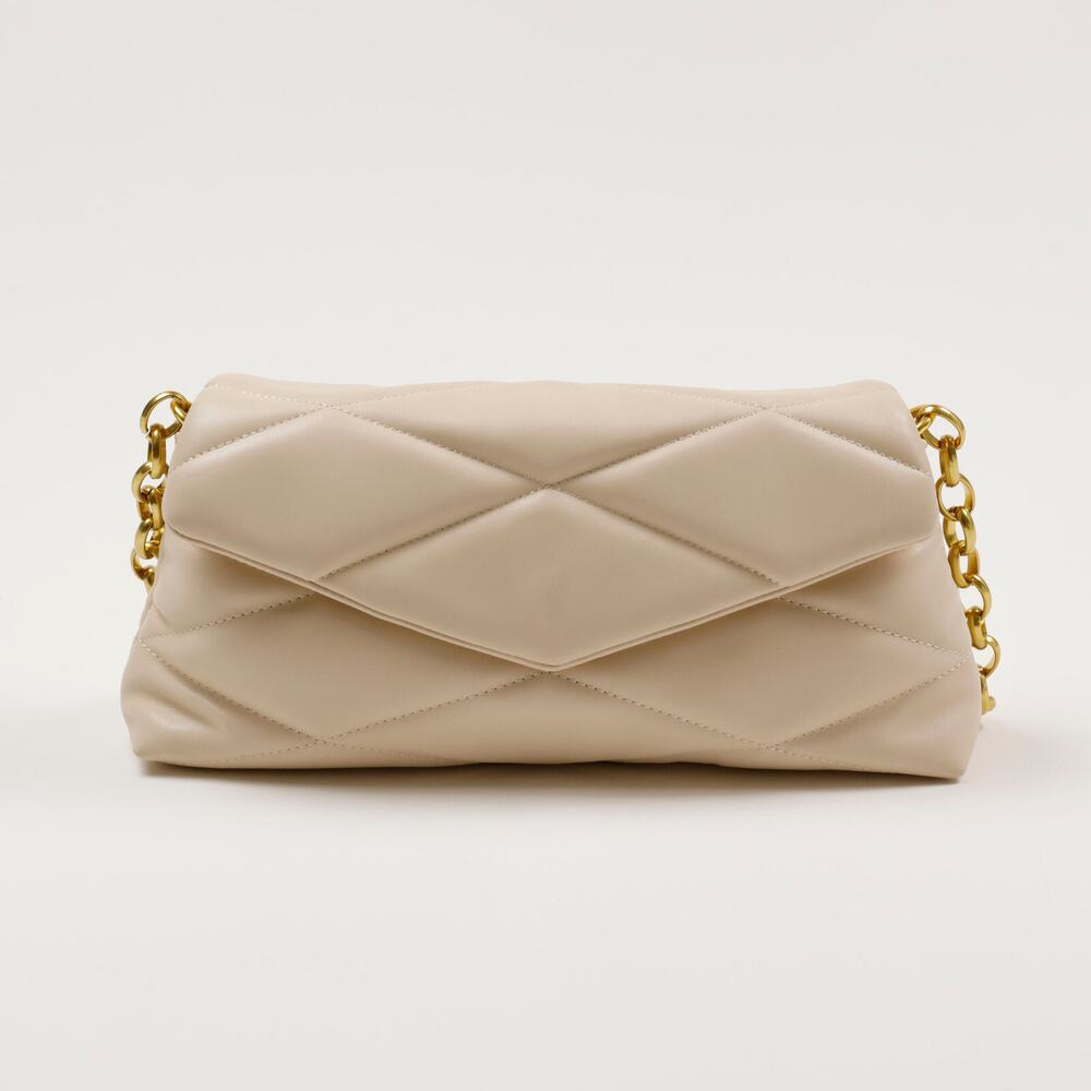 Mango Women Chain Handle Quilted Bag Off White (Pre-owned/Defect)